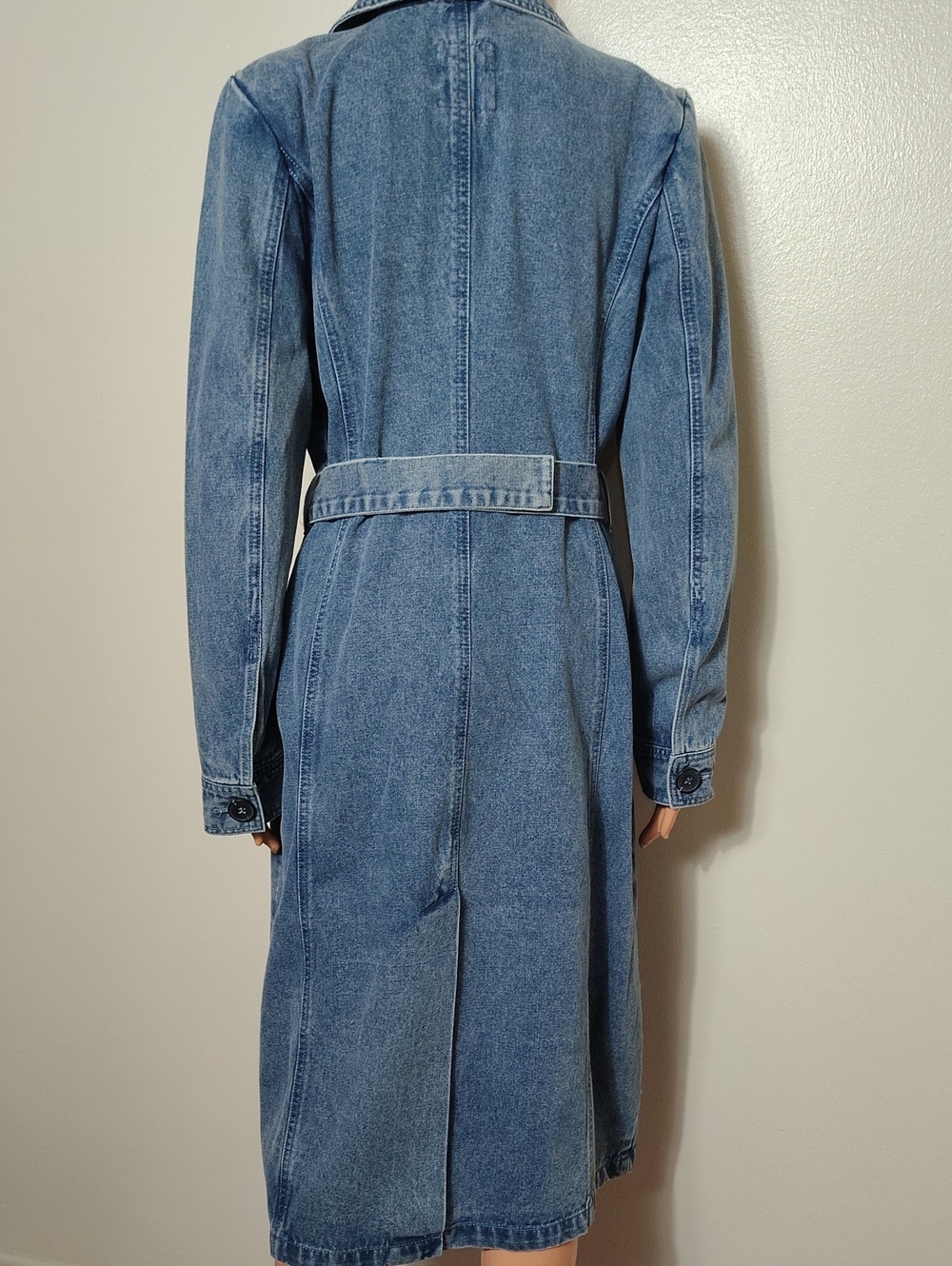 Anthropologie Avec Les Filles Denim Trench Coat Belted Double Breasted. Size M - Picture 10 of 16